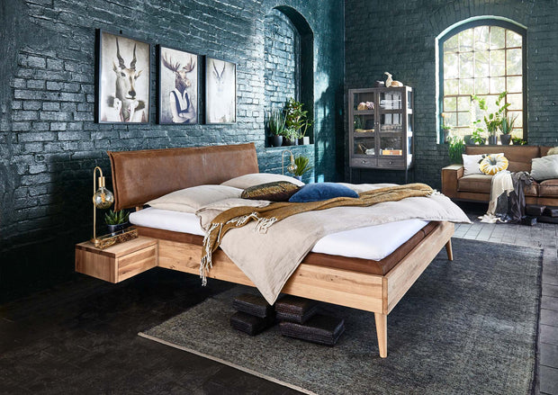 Holzbett Leder braun