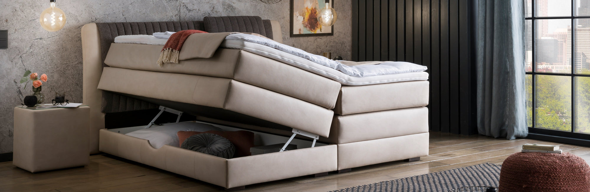 Brinkhaus Boxspringbett beige Stauraum klappbar