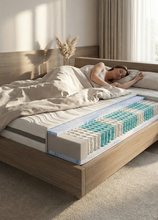 Bretagne Hybridmatratze | 7 Zonen Tonnentaschenfederkern & Gelschaumauflage