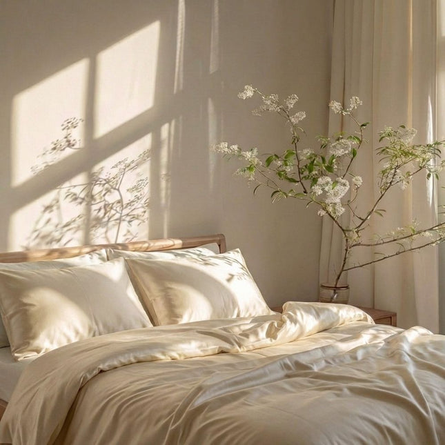 Kayori Bettbezug Saya Baumwollsatin - Offwhite