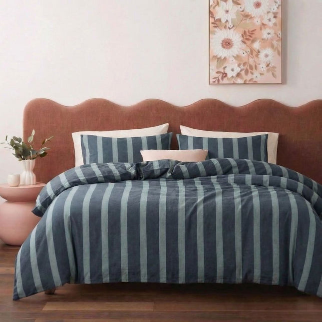 Kayori Bettbezug Dasshu Baumwollsatin – Blau